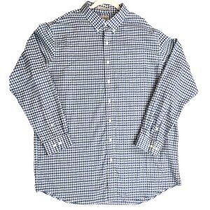 LL Bean Shirt Men’s XLT Button Down Blue Check 100% Cotton Long Sleeve
